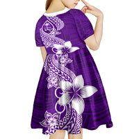Hafa Adai Guam Kid Short Sleeve Dress Polynesian Floral Purple Pattern LT01 - Polynesian Pride