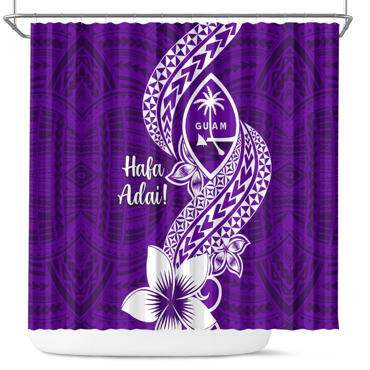 Hafa Adai Guam Shower Curtain Polynesian Floral Purple Pattern LT01 Purple - Polynesian Pride