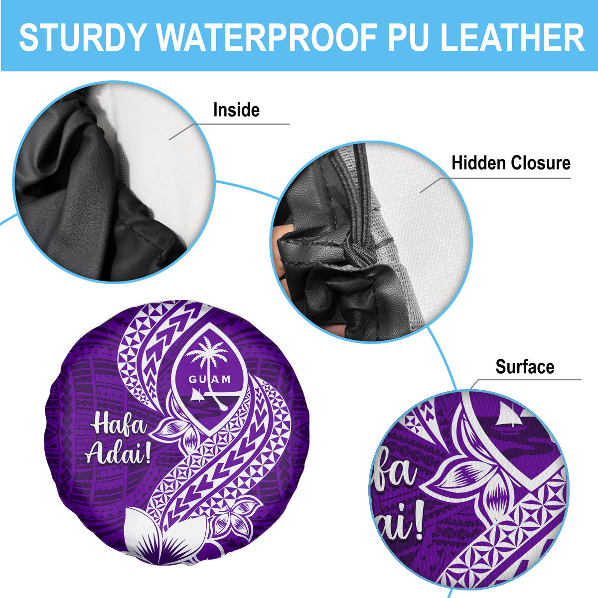 Hafa Adai Guam Spare Tire Cover Polynesian Floral Purple Pattern LT01 - Polynesian Pride