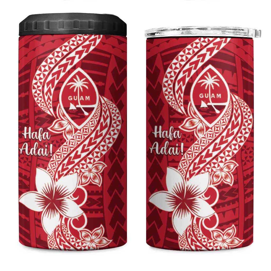 Hafa Adai Guam 4 in 1 Can Cooler Tumbler Polynesian Floral Red Pattern LT01 One Size: 16 oz Red - Polynesian Pride