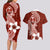 Hafa Adai Guam Couples Matching Long Sleeve Bodycon Dress and Hawaiian Shirt Polynesian Floral Red Pattern LT01 - Polynesian Pride