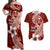 Hafa Adai Guam Couples Matching Off Shoulder Maxi Dress and Hawaiian Shirt Polynesian Floral Red Pattern LT01 Red - Polynesian Pride