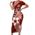 Hafa Adai Guam Family Matching Short Sleeve Bodycon Dress and Hawaiian Shirt Polynesian Floral Red Pattern LT01 Mom's Dress Red - Polynesian Pride