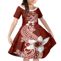 Hafa Adai Guam Kid Short Sleeve Dress Polynesian Floral Red Pattern LT01 KID Red - Polynesian Pride