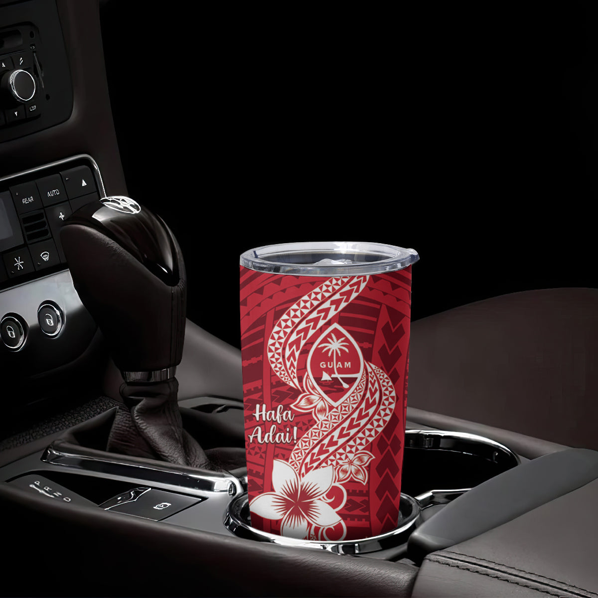 Hafa Adai Guam Tumbler Cup Polynesian Floral Red Pattern LT01 - Polynesian Pride