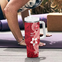 Hafa Adai Guam Tumbler With Handle Polynesian Floral Red Pattern LT01 - Polynesian Pride