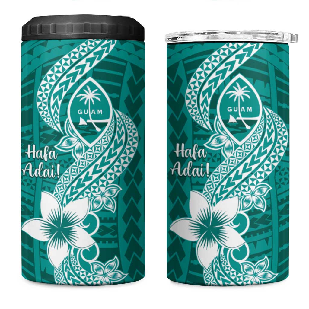 Hafa Adai Guam 4 in 1 Can Cooler Tumbler Polynesian Floral Teal Pattern LT01 One Size: 16 oz Teal - Polynesian Pride