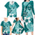 Hafa Adai Guam Family Matching Long Sleeve Bodycon Dress and Hawaiian Shirt Polynesian Floral Teal Pattern LT01 - Polynesian Pride