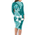 Hafa Adai Guam Family Matching Long Sleeve Bodycon Dress and Hawaiian Shirt Polynesian Floral Teal Pattern LT01 - Polynesian Pride