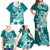 Hafa Adai Guam Family Matching Off Shoulder Maxi Dress and Hawaiian Shirt Polynesian Floral Teal Pattern LT01 - Polynesian Pride