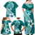 Hafa Adai Guam Family Matching Off Shoulder Maxi Dress and Hawaiian Shirt Polynesian Floral Teal Pattern LT01 - Polynesian Pride