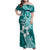 Hafa Adai Guam Family Matching Off Shoulder Maxi Dress and Hawaiian Shirt Polynesian Floral Teal Pattern LT01 Mom's Dress Teal - Polynesian Pride