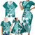 Hafa Adai Guam Family Matching Short Sleeve Bodycon Dress and Hawaiian Shirt Polynesian Floral Teal Pattern LT01 - Polynesian Pride