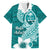 Hafa Adai Guam Family Matching Short Sleeve Bodycon Dress and Hawaiian Shirt Polynesian Floral Teal Pattern LT01 Dad's Shirt - Short Sleeve Teal - Polynesian Pride