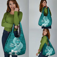 Hafa Adai Guam Grocery Bag Polynesian Floral Teal Pattern LT01 - Polynesian Pride