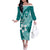 Hafa Adai Guam Off The Shoulder Long Sleeve Dress Polynesian Floral Teal Pattern LT01 Women Teal - Polynesian Pride