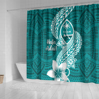 Hafa Adai Guam Shower Curtain Polynesian Floral Teal Pattern LT01 - Polynesian Pride