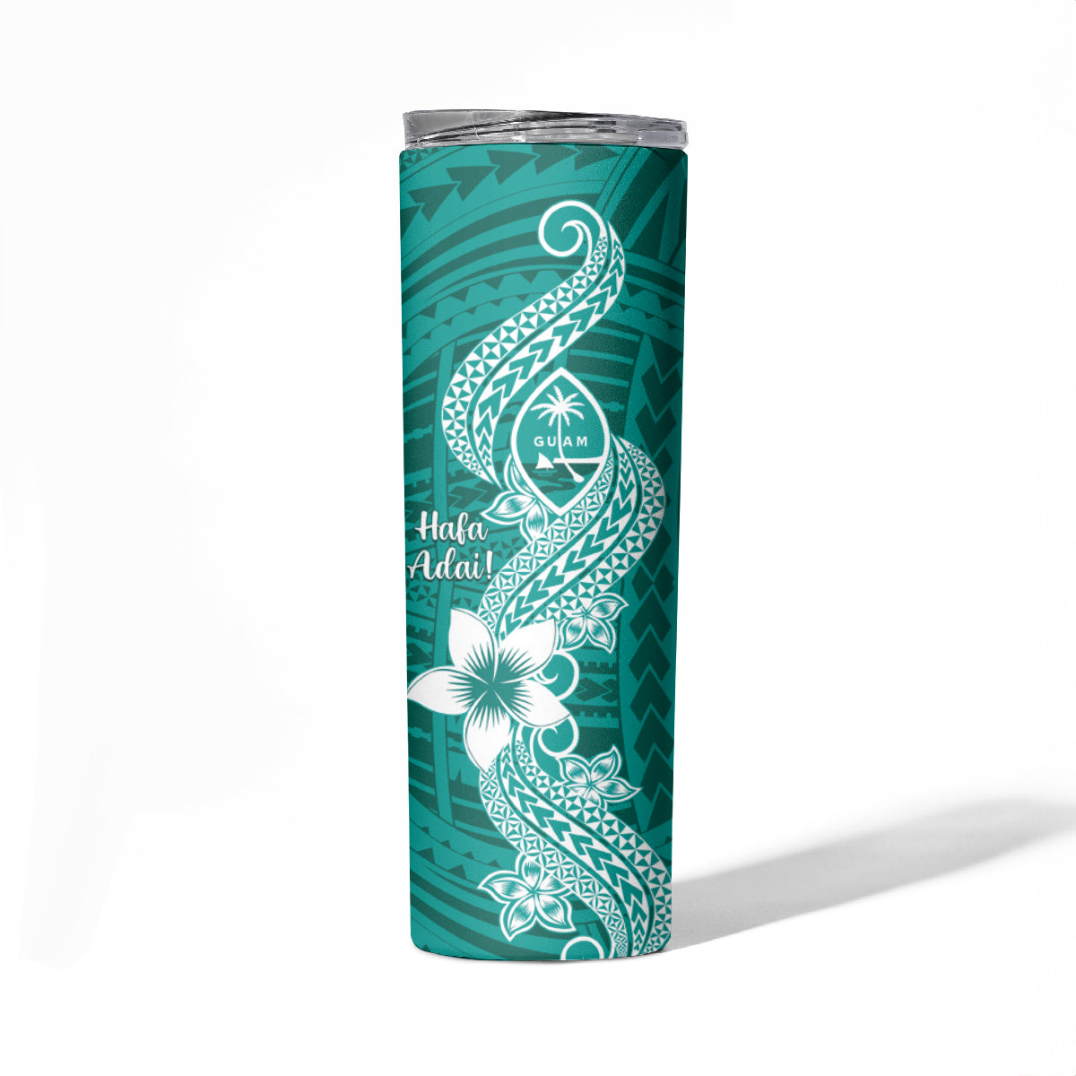 Hafa Adai Guam Skinny Tumbler Polynesian Floral Teal Pattern LT01 - Polynesian Pride