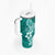 Hafa Adai Guam Tumbler With Handle Polynesian Floral Teal Pattern