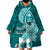 Hafa Adai Guam Wearable Blanket Hoodie Polynesian Floral Teal Pattern LT01 - Polynesian Pride