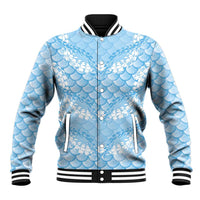 Baby Blue Mermaid Puakenikeni Maile Lei Baseball Jacket LT01 Unisex Blue - Polynesian Pride