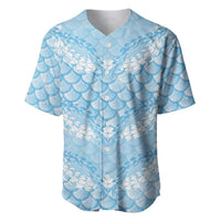 Baby Blue Mermaid Puakenikeni Maile Lei Baseball Jersey LT01 Blue - Polynesian Pride