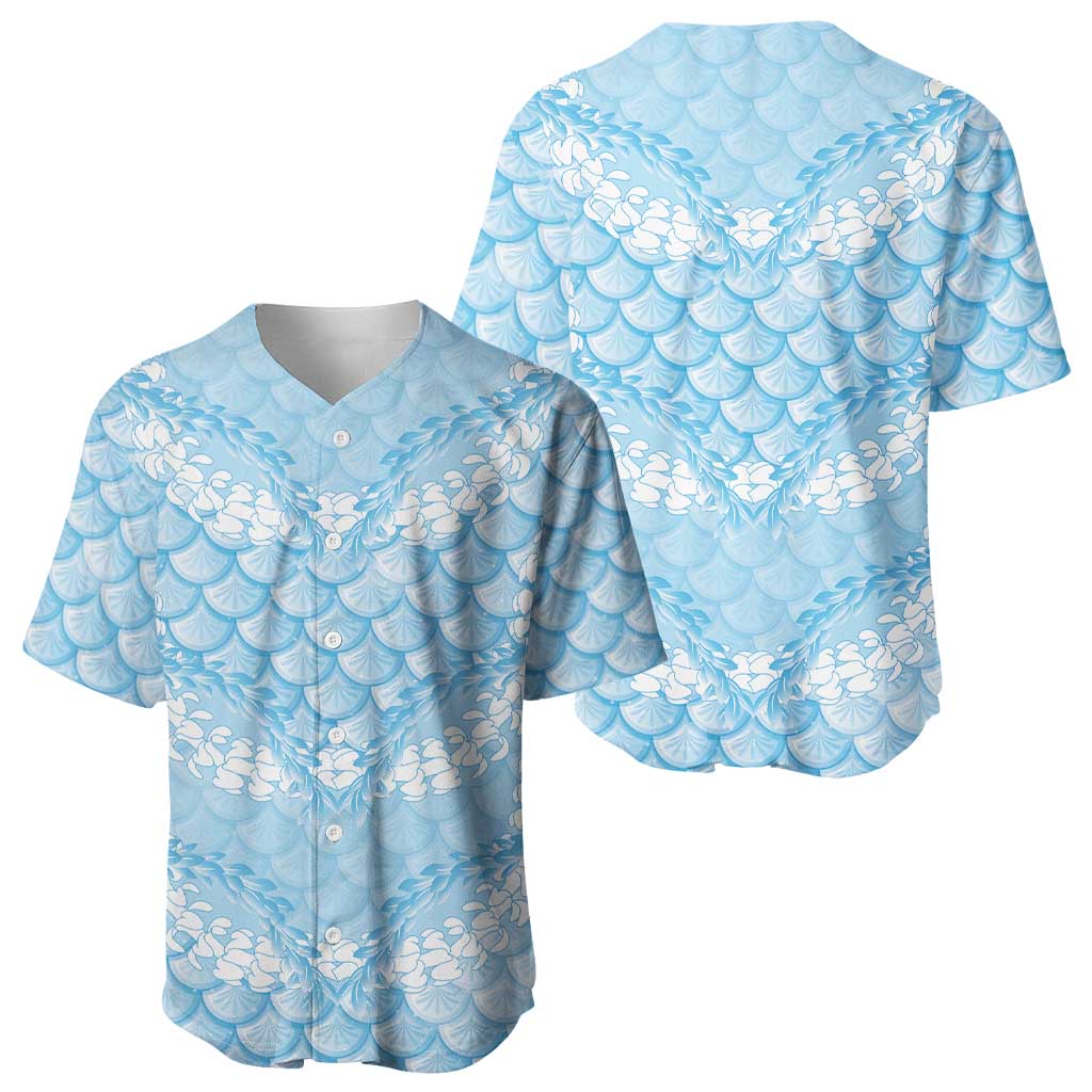 Baby Blue Mermaid Puakenikeni Maile Lei Baseball Jersey LT01 - Polynesian Pride