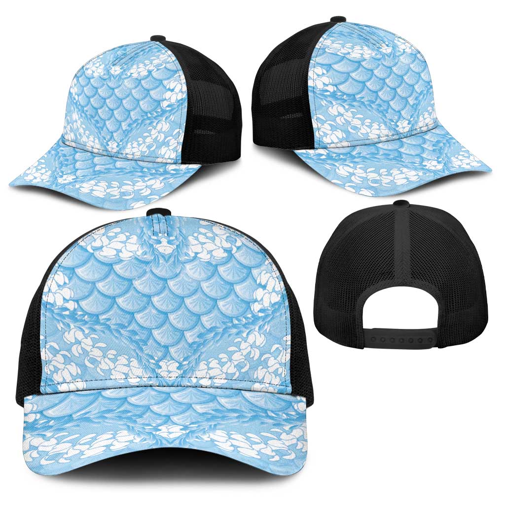 Baby Blue Mermaid Puakenikeni Maile Lei Baseball Net Cap LT01 - Polynesian Pride