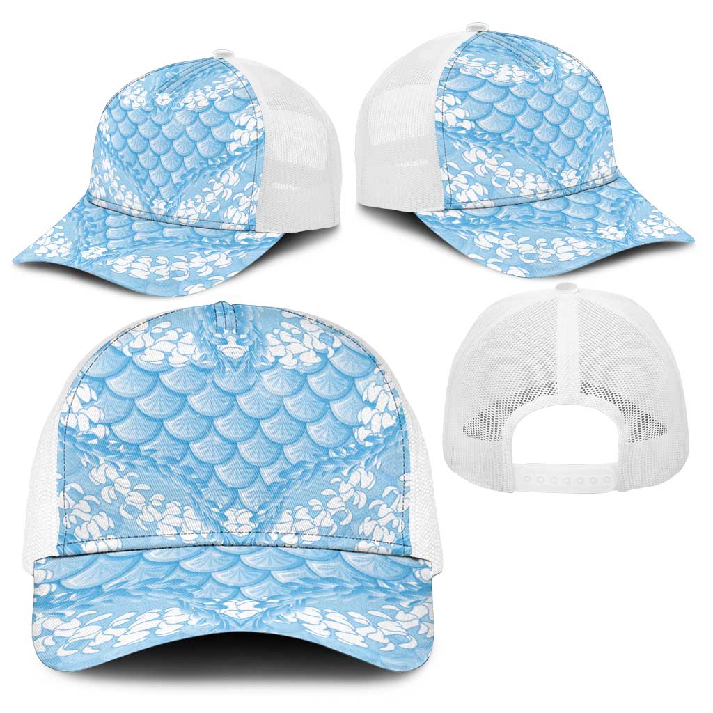 Baby Blue Mermaid Puakenikeni Maile Lei Baseball Net Cap LT01 - Polynesian Pride