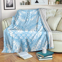 Baby Blue Mermaid Puakenikeni Maile Lei Blanket LT01 Blue - Polynesian Pride
