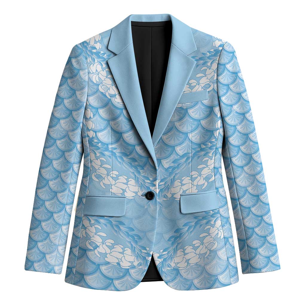 Baby Blue Mermaid Puakenikeni Maile Lei Blazer LT01 Unisex Blue - Polynesian Pride