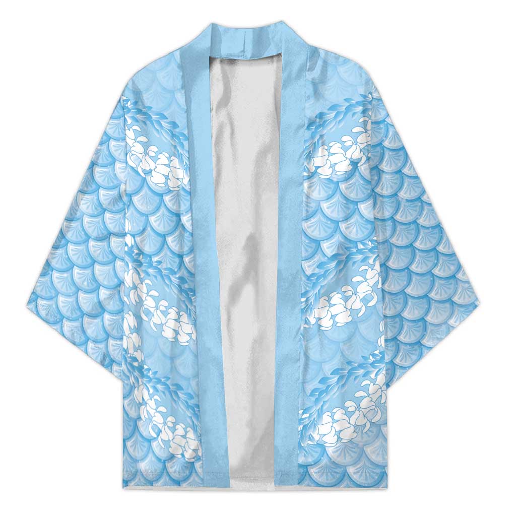 Baby Blue Mermaid Puakenikeni Maile Lei Kimono LT01 Unisex Blue - Polynesian Pride