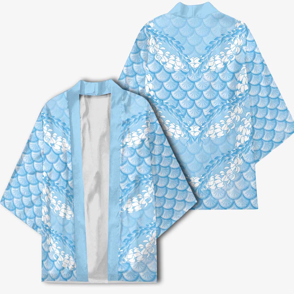 Baby Blue Mermaid Puakenikeni Maile Lei Kimono LT01 - Polynesian Pride