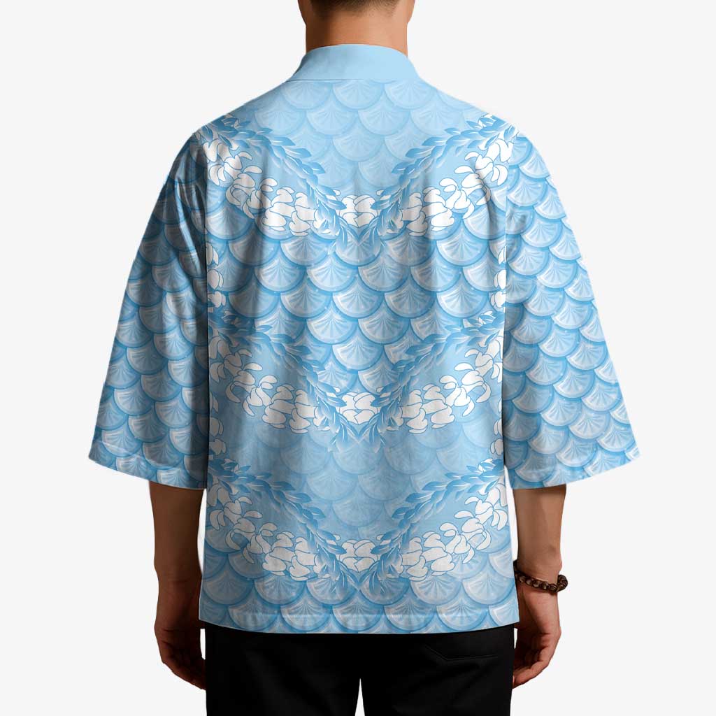 Baby Blue Mermaid Puakenikeni Maile Lei Kimono LT01 - Polynesian Pride