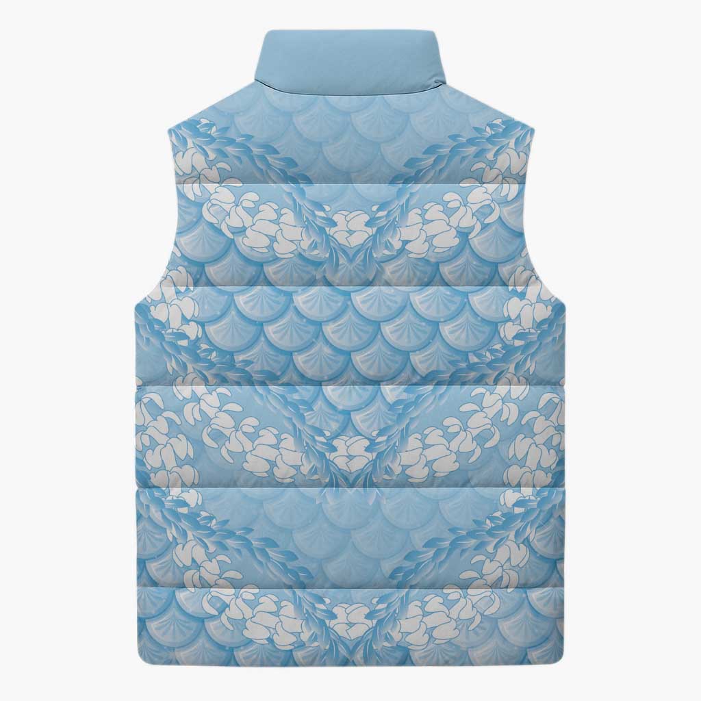 Baby Blue Mermaid Puakenikeni Maile Lei Sleeveless Puffer Jacket LT01 - Polynesian Pride