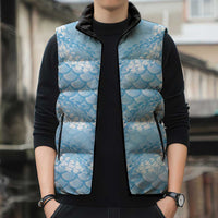 Baby Blue Mermaid Puakenikeni Maile Lei Sleeveless Puffer Jacket LT01 - Polynesian Pride