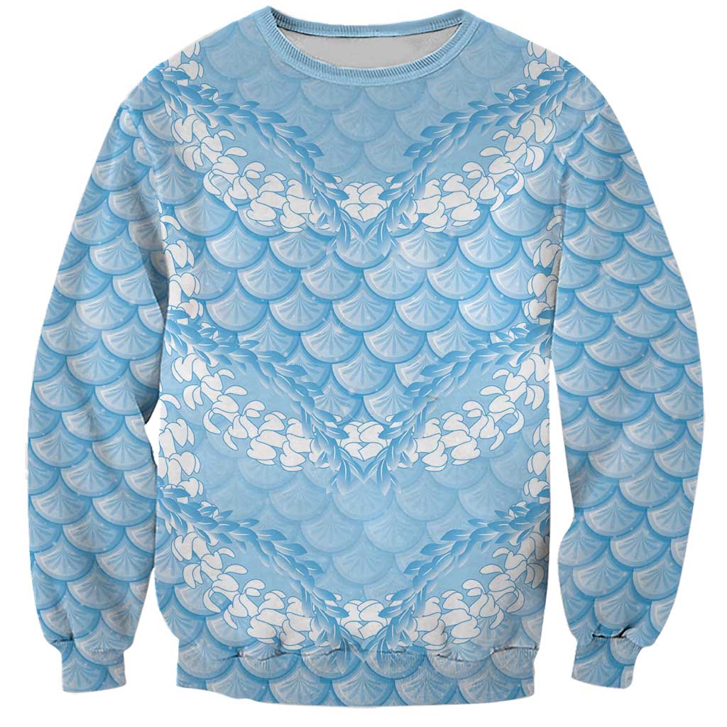 Baby Blue Mermaid Puakenikeni Maile Lei Sweatshirt LT01 Unisex Blue - Polynesian Pride