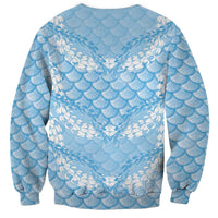 Baby Blue Mermaid Puakenikeni Maile Lei Sweatshirt LT01 - Polynesian Pride