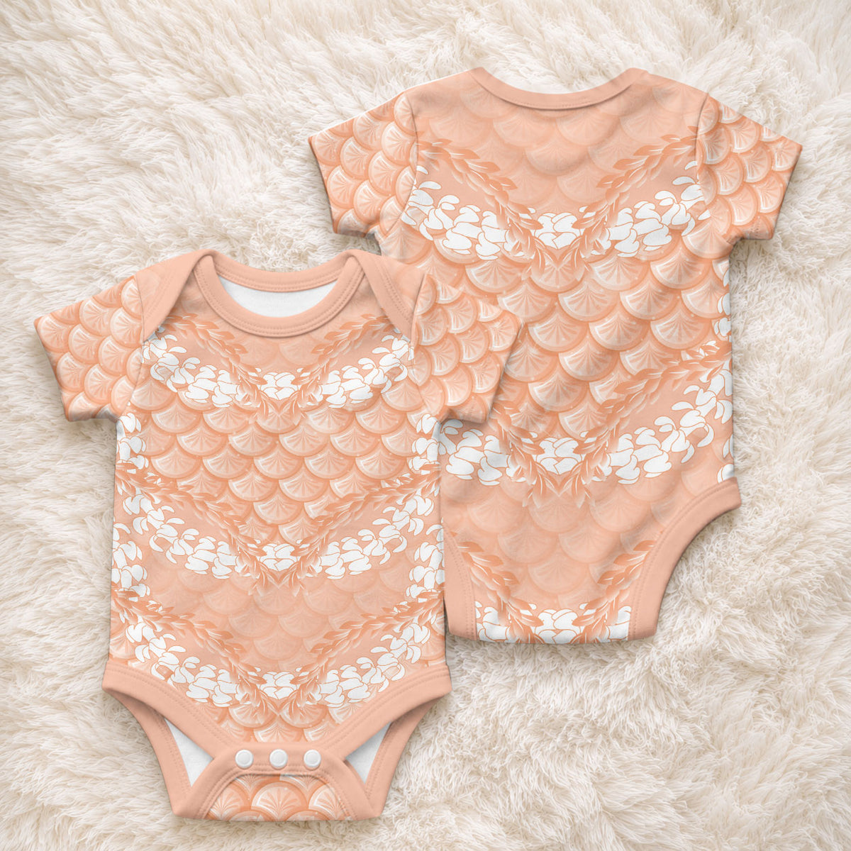 Apricot Mermaid Puakenikeni Maile Lei Baby Onesie LT01 - Polynesian Pride