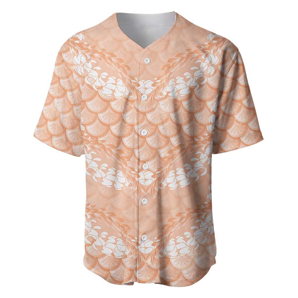 Apricot Mermaid Puakenikeni Maile Lei Baseball Jersey LT01 Apricot - Polynesian Pride