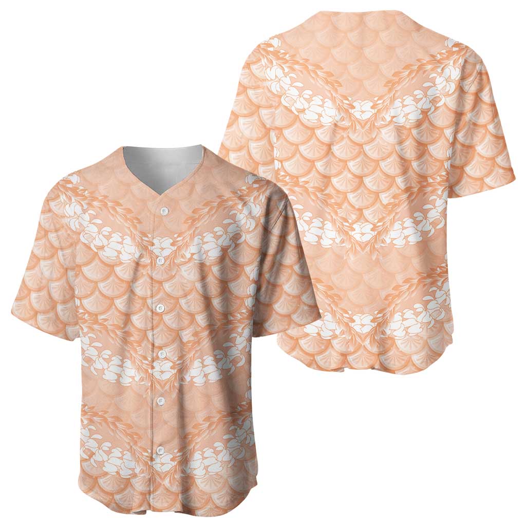 Apricot Mermaid Puakenikeni Maile Lei Baseball Jersey LT01 - Polynesian Pride