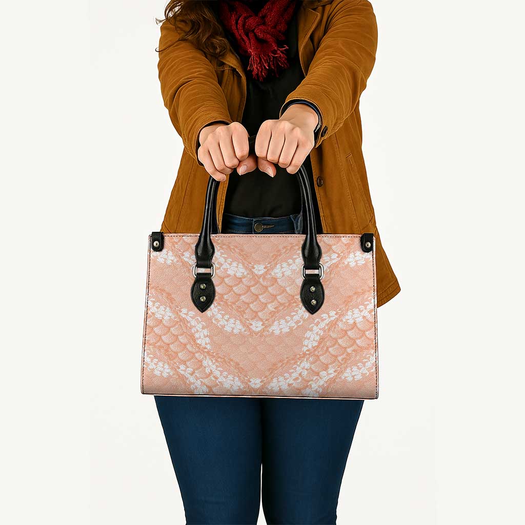 Apricot Mermaid Puakenikeni Maile Lei Leather Bag LT01 - Polynesian Pride