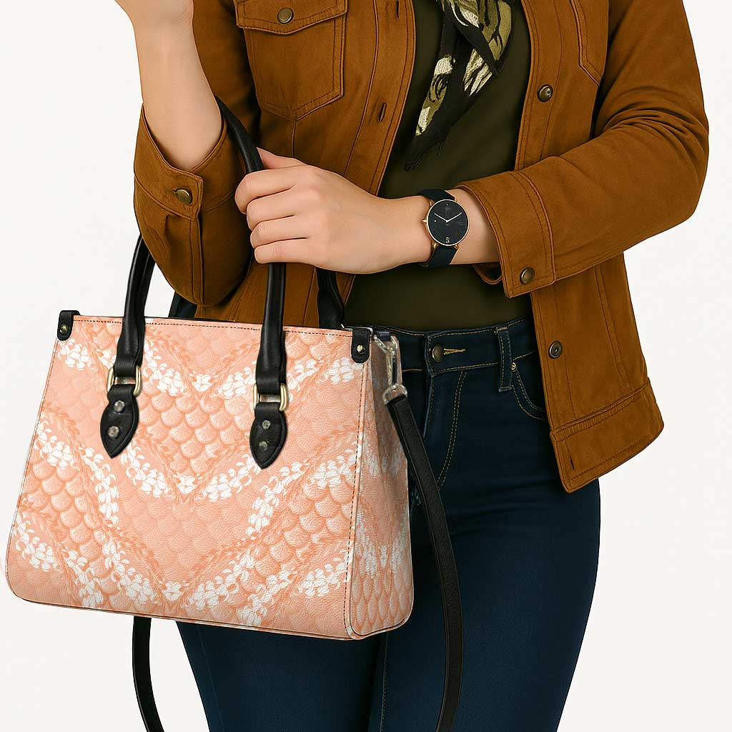 Apricot Mermaid Puakenikeni Maile Lei Leather Bag LT01 - Polynesian Pride