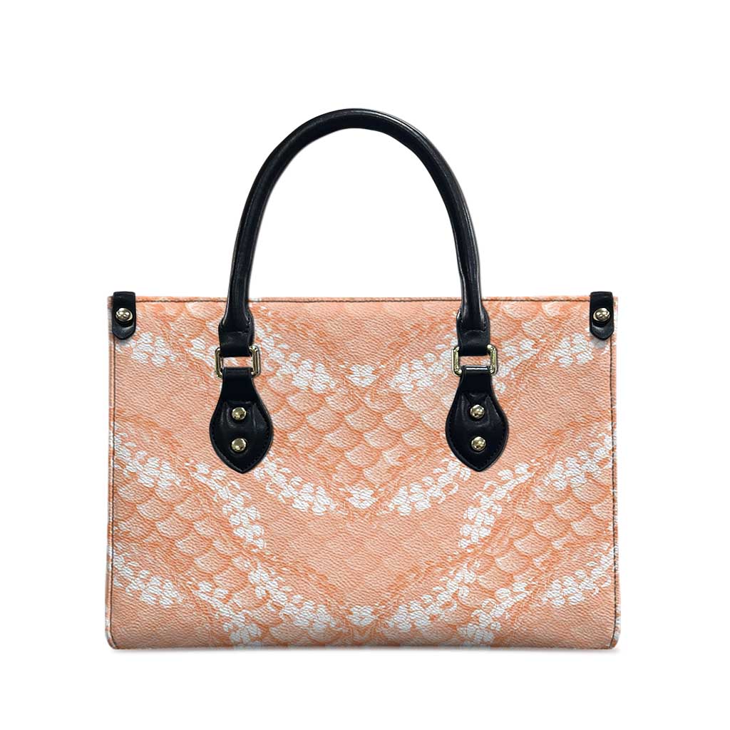 Apricot Mermaid Puakenikeni Maile Lei Leather Bag LT01 - Polynesian Pride