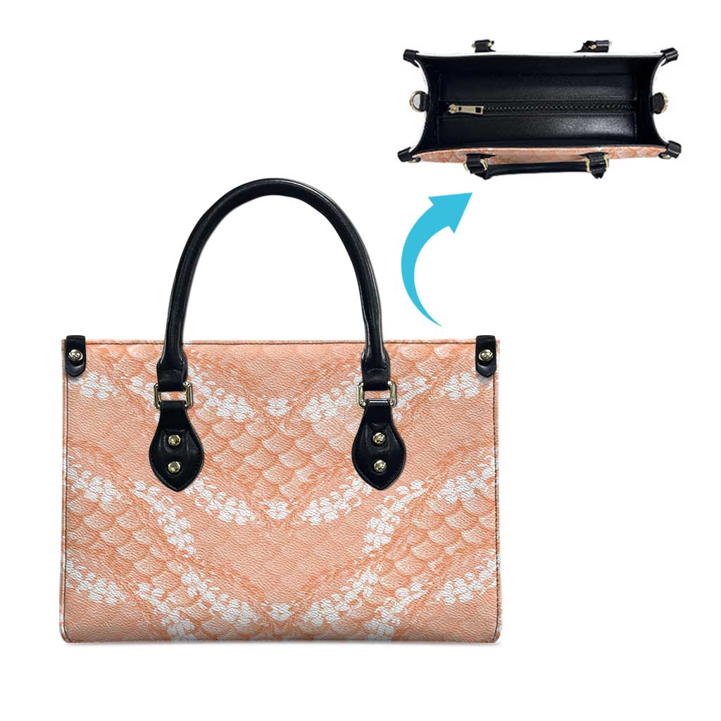 Apricot Mermaid Puakenikeni Maile Lei Leather Bag LT01 - Polynesian Pride