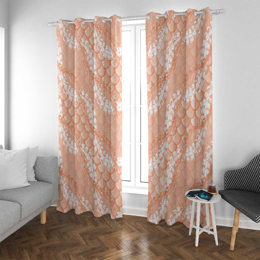 Apricot Mermaid Puakenikeni Maile Lei Window Curtain LT01 With Grommets Apricot - Polynesian Pride
