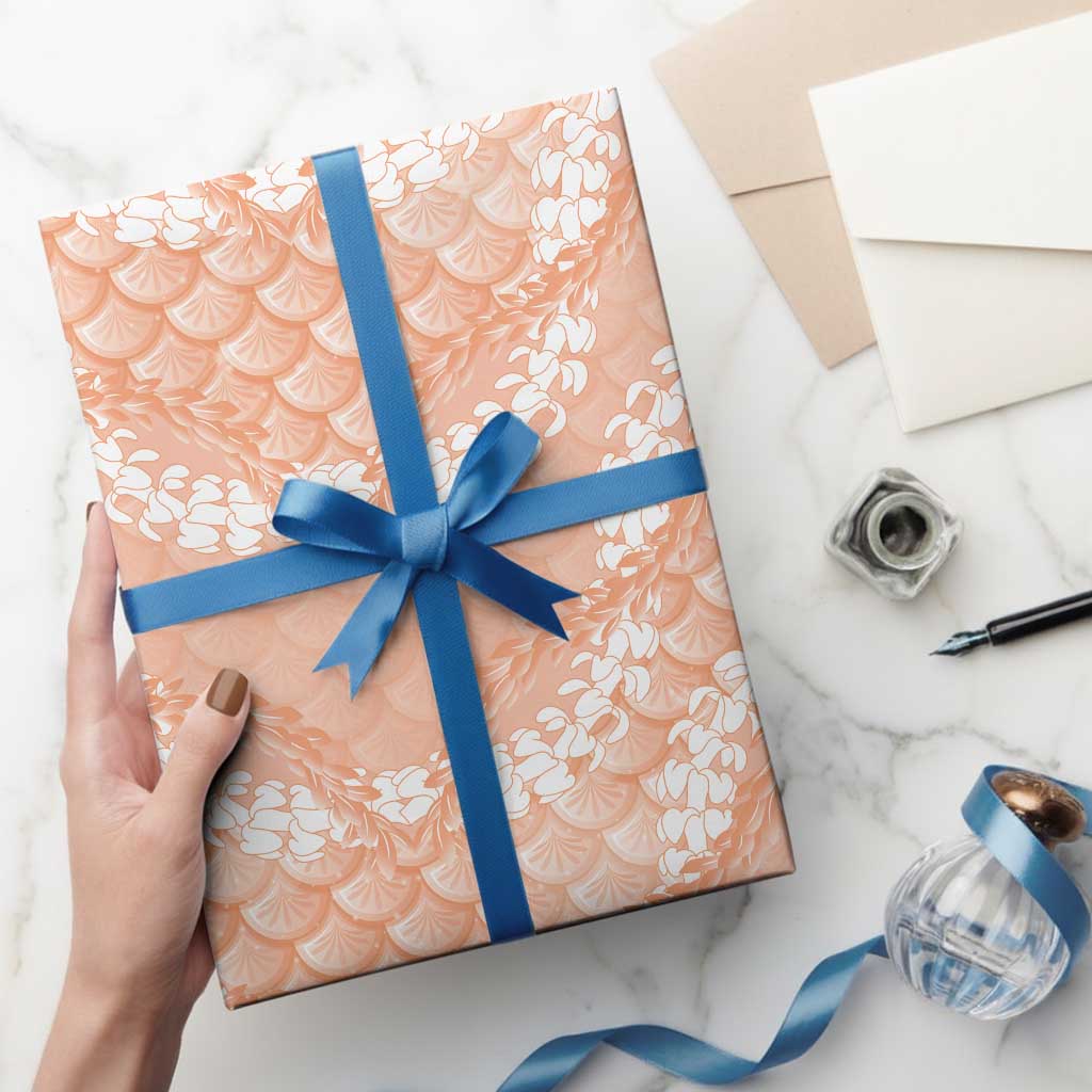 Apricot Mermaid Puakenikeni Maile Lei Wrapping Paper LT01 - Polynesian Pride