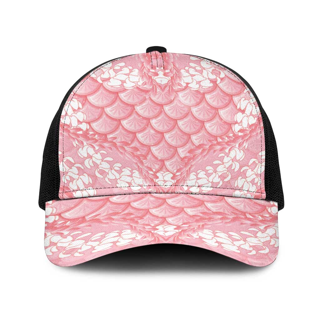 Soft Pink Mermaid Puakenikeni Maile Lei Baseball Net Cap LT01 One Size Black Pink - Polynesian Pride