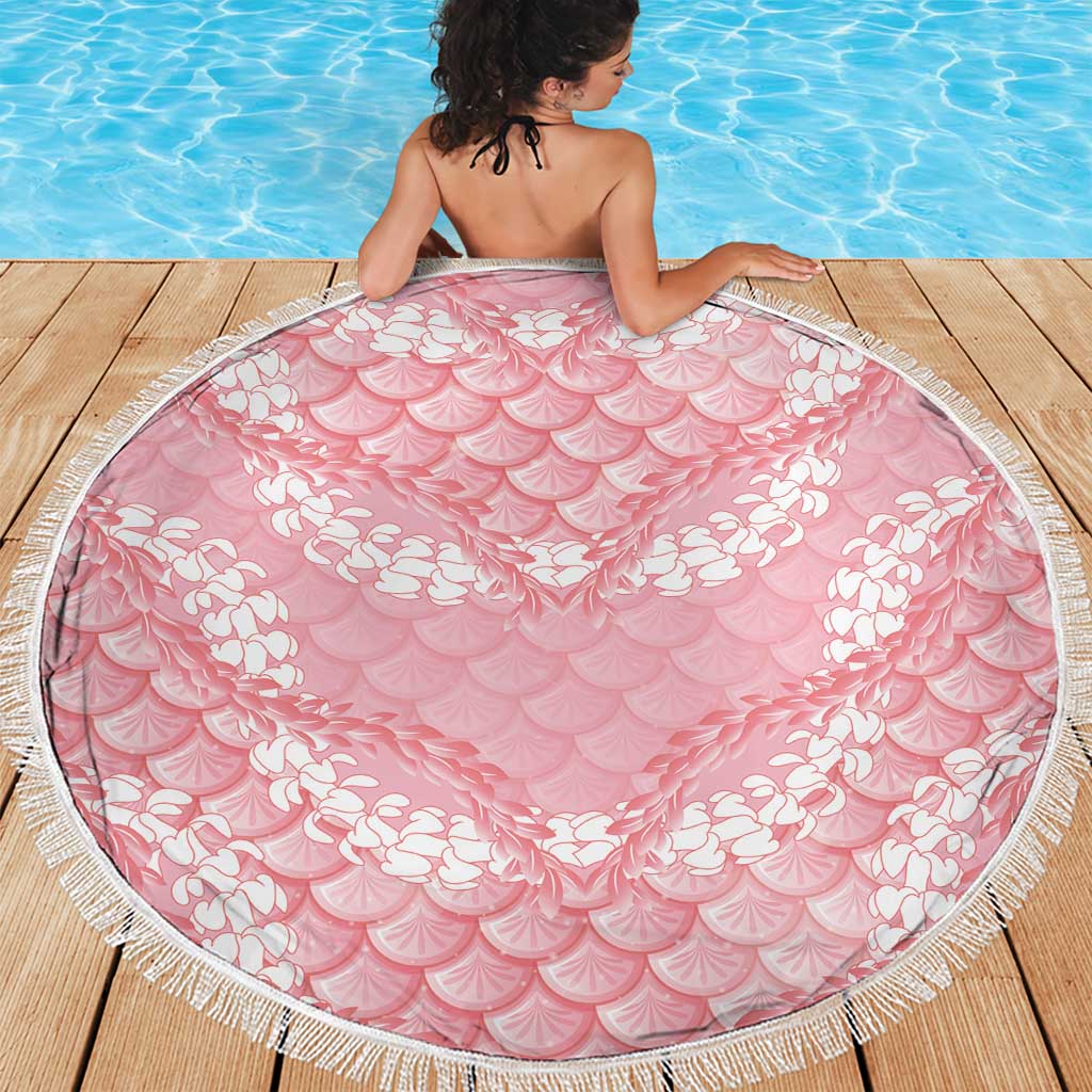 Soft Pink Mermaid Puakenikeni Maile Lei Beach Blanket LT01 - Polynesian Pride