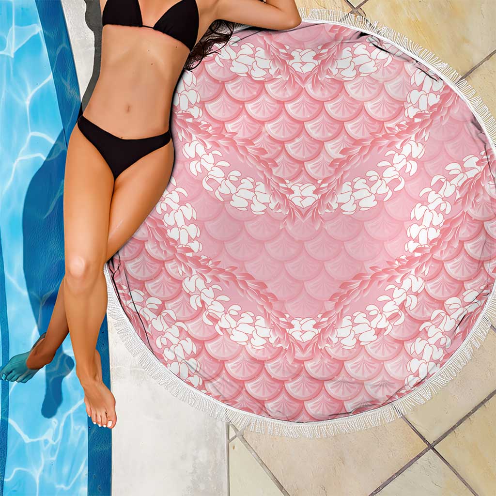 Soft Pink Mermaid Puakenikeni Maile Lei Beach Blanket LT01 - Polynesian Pride